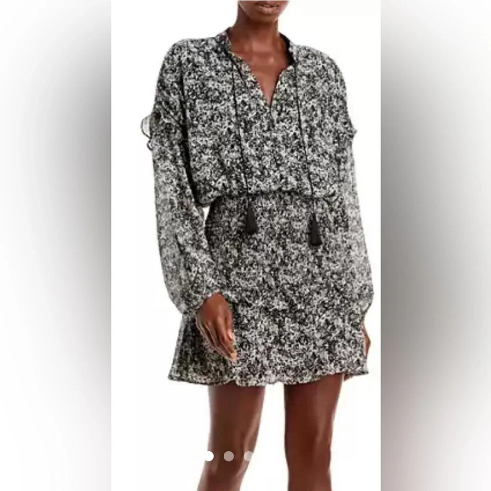 NWT Aqua smocked black and white mini dress sz S